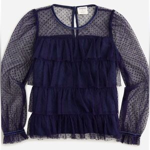 J. Crew Crewcuts Girls Ruffle Tulle Top in Dark Blue - Size S (6-7)